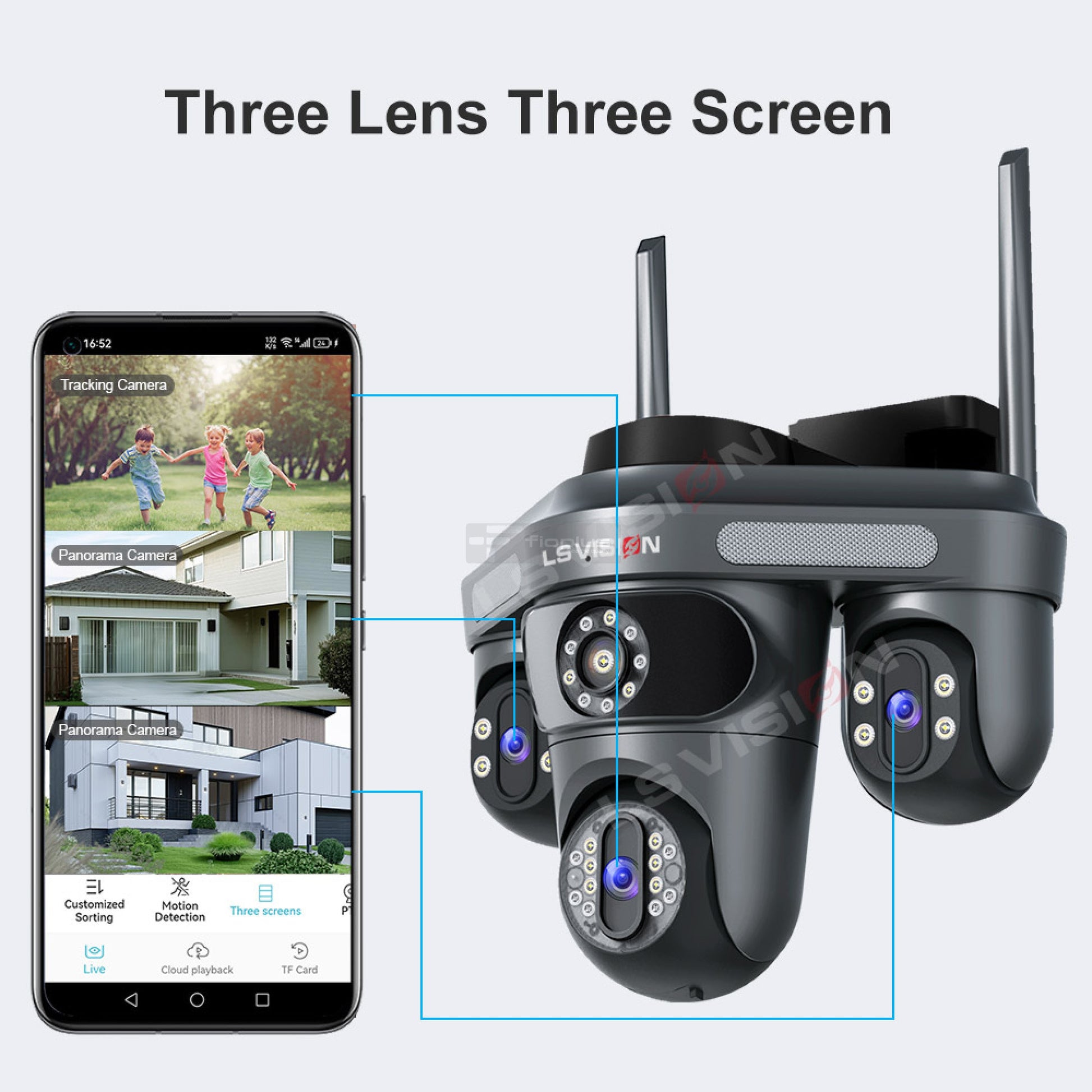 P2030 – Çift Lensli Güvenlik Kamerası, Hareket Sensörlü, WiFi Bağlantılı