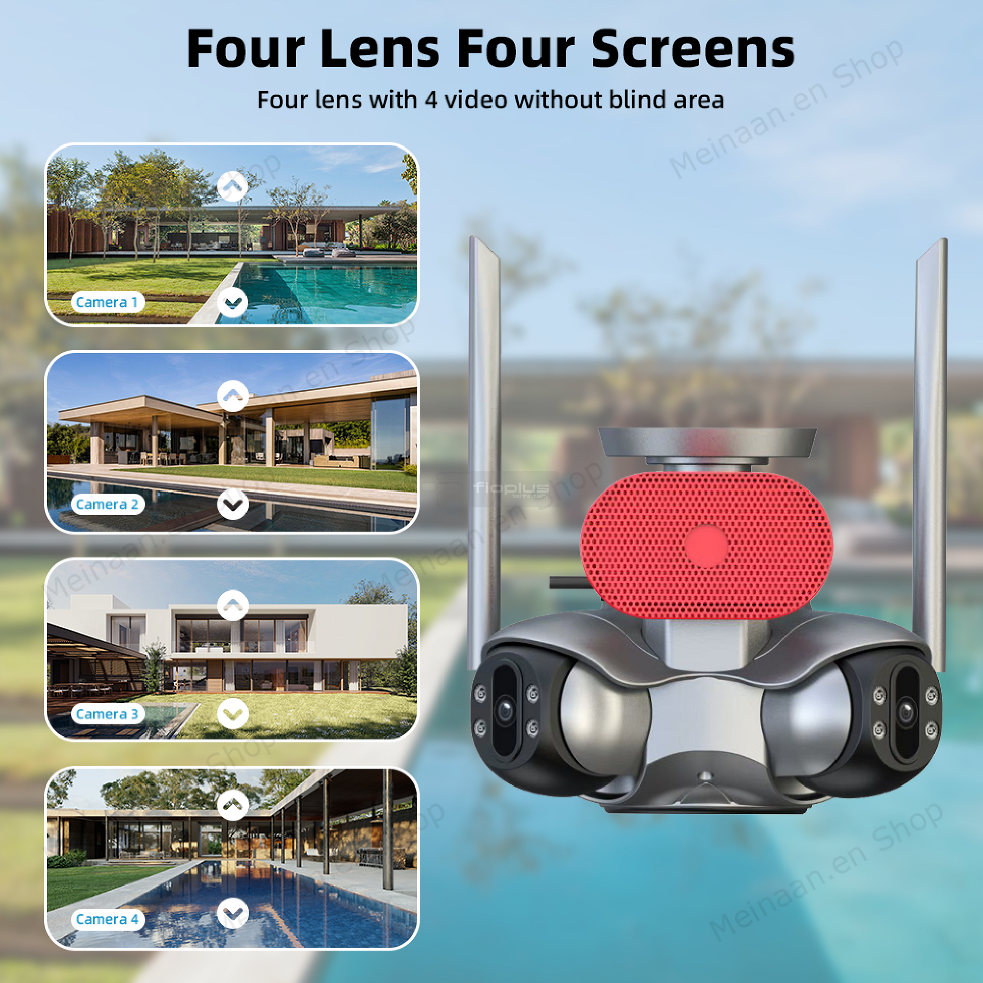 Fioplus FIO P2036 16MP Dört Lensli Akıllı WiFi Güvenlik Kamerası