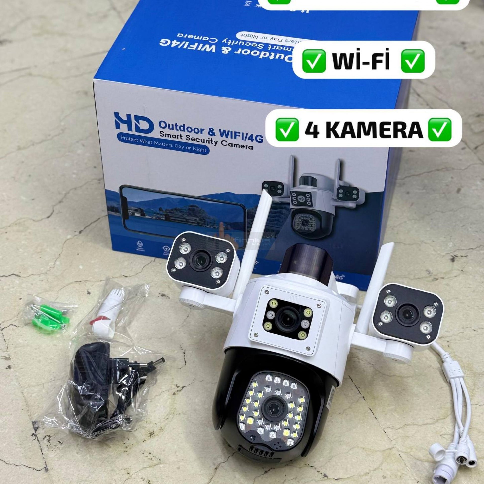 P2077 Dış Mekan HD Wi-Fi/4G Akıllı Güvenlik Kamerası – 4 Kamera Destekli, Hareket Sensörü