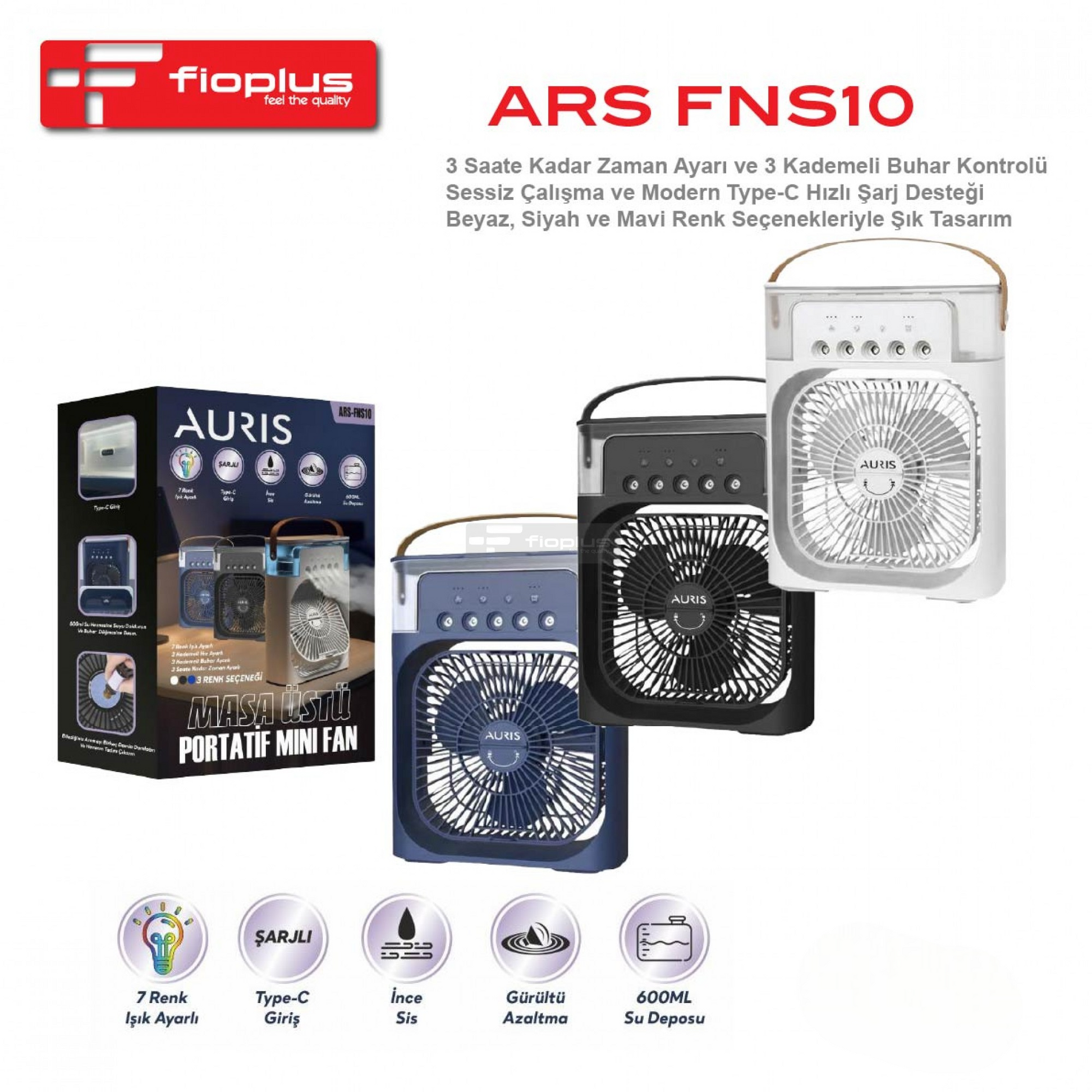 Fioplus FIO FNS10 Buharlı Nemlendiricili Masaüstü Portatif Vantilatör