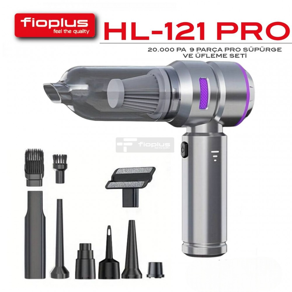 HL-121 Pro Araç İçi Süpürge | 20.000 Pa Güçlü Emiş, Kablosuz Şarjlı Vakum