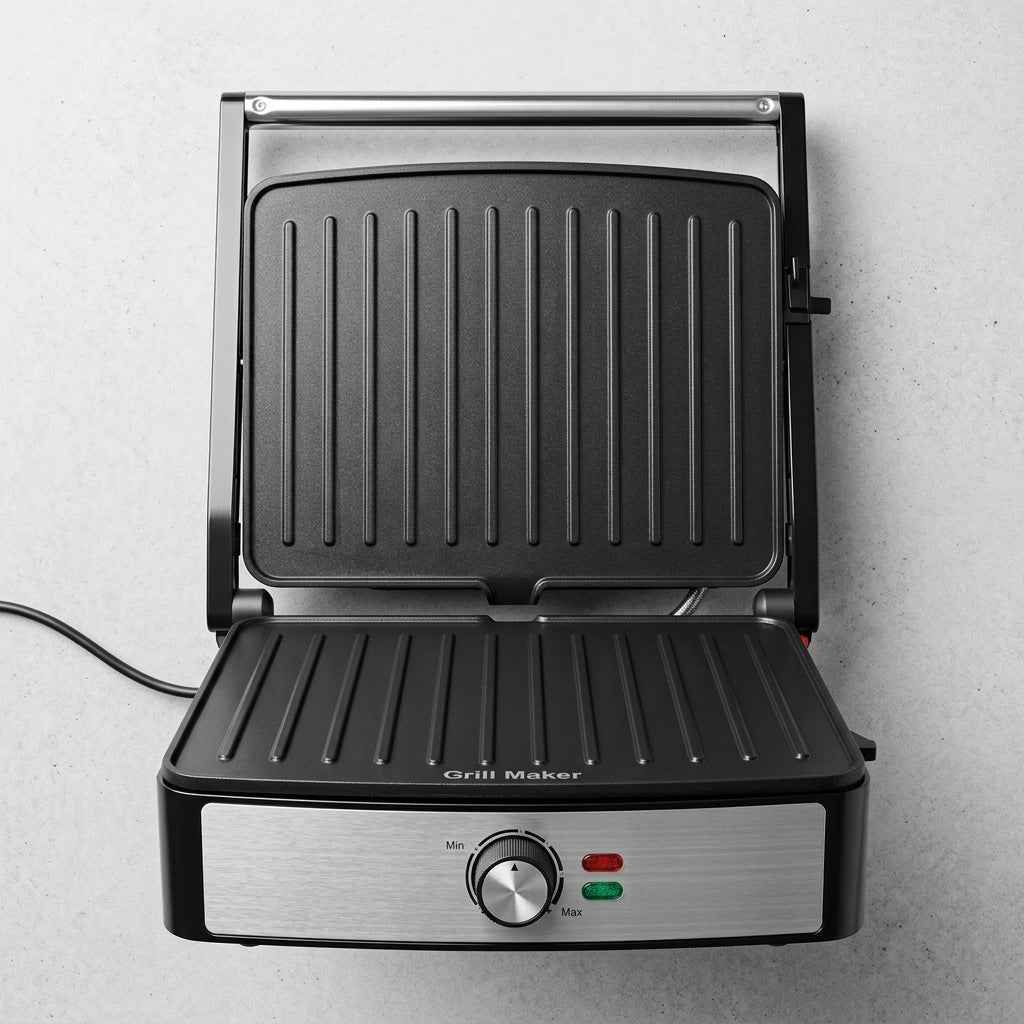 2200W Izgara & Tost Makinesi – Ayarlanabilir Isı, Geniş Plaka, 180° Açılabilir