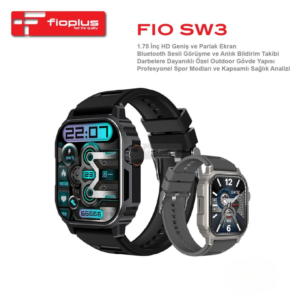 Fioplus FIO SW3 1.75 İnç Bluetooth Görüşmeli Outdoor Akıllı Saat